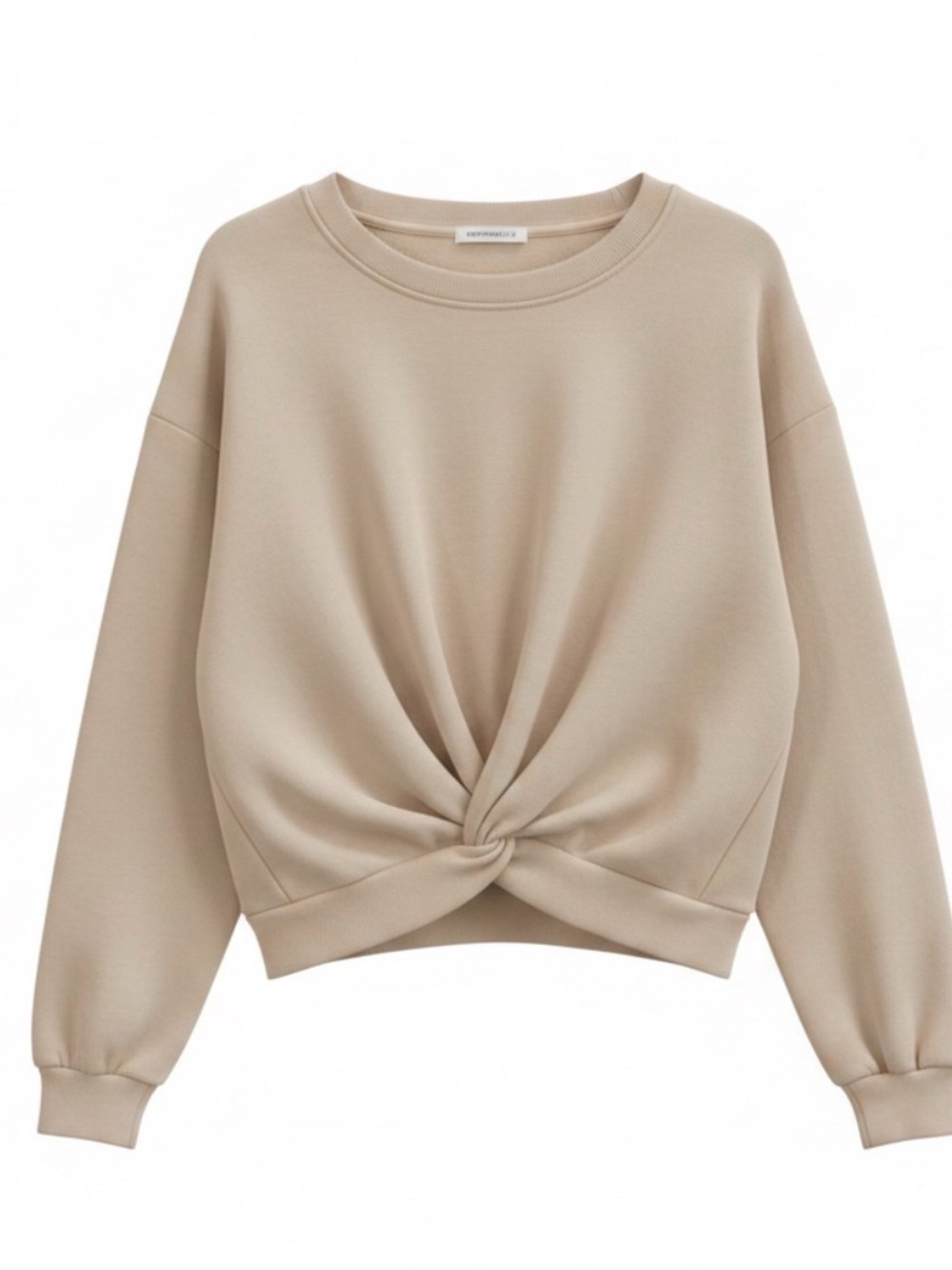 Twist Front Sweatshirt in Beige